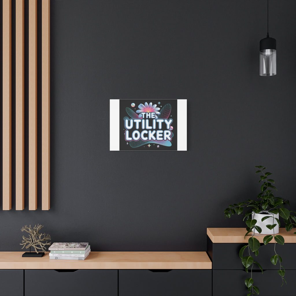 Y2K Cyber Holo 'The Utility Locker' Canvas | Retro Tech Print, Chrome Text