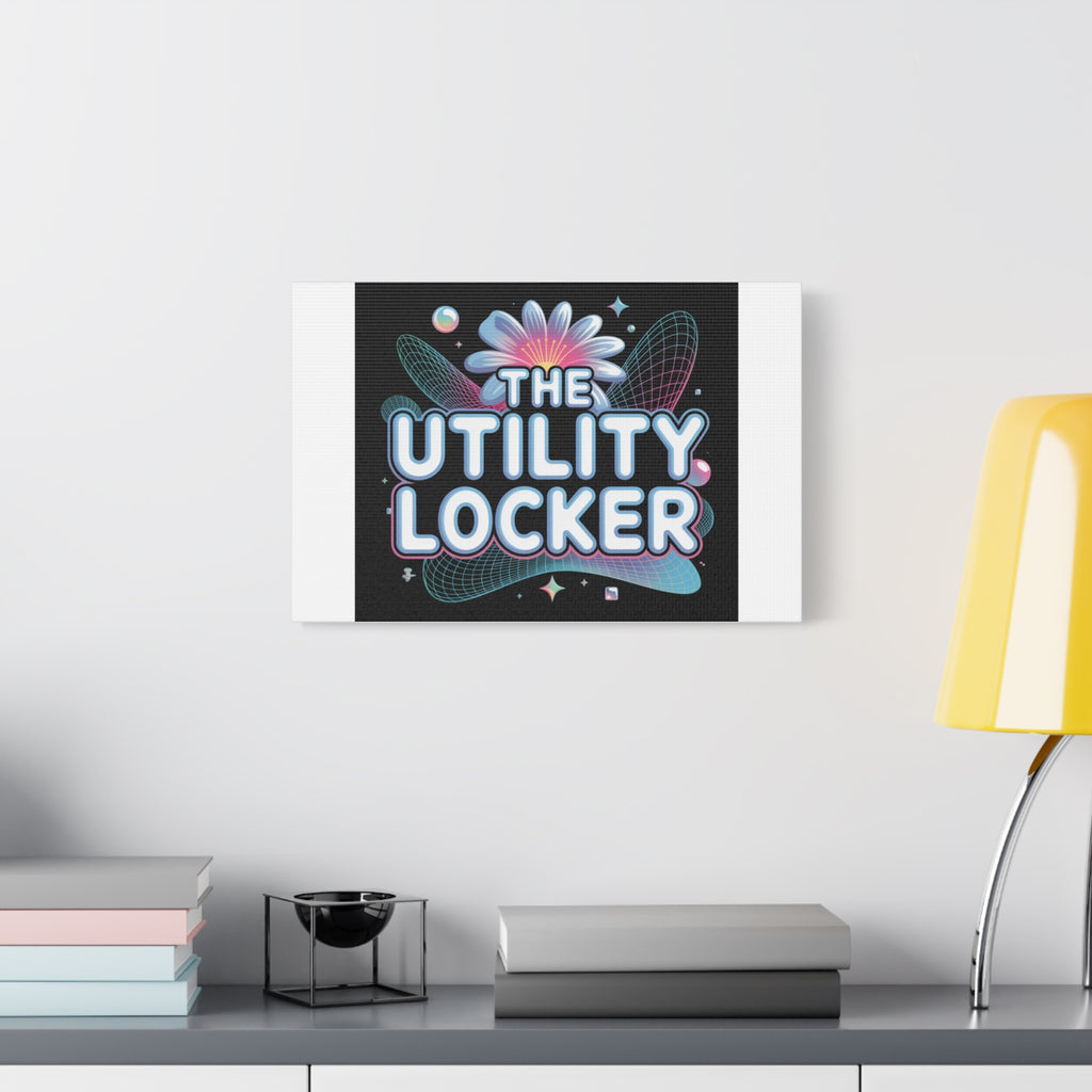 Y2K Cyber Holo 'The Utility Locker' Canvas | Retro Tech Print, Chrome Text