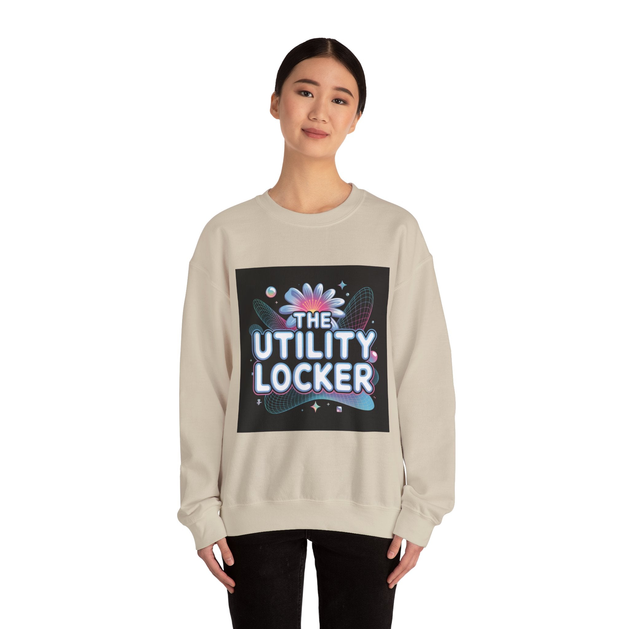 Cyber Holo 'Utility Locker' Sweatshirt | Y2K cyber nostalgia, chrome text