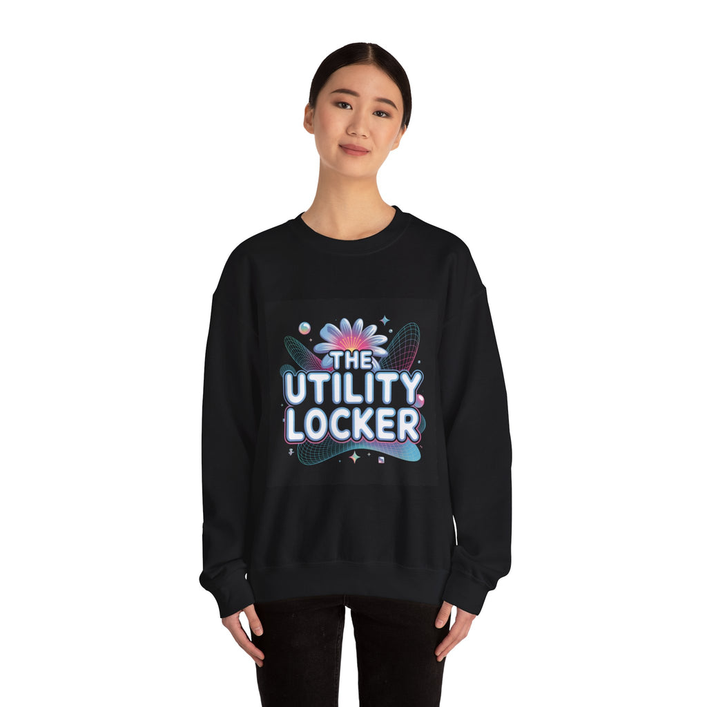 Cyber Holo 'Utility Locker' Sweatshirt | Y2K cyber nostalgia, chrome text