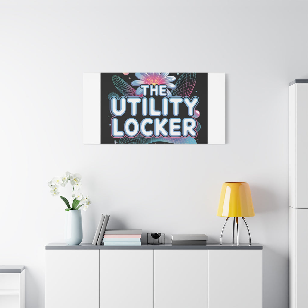 Y2K Cyber Holo 'The Utility Locker' Canvas | Retro Tech Print, Chrome Text