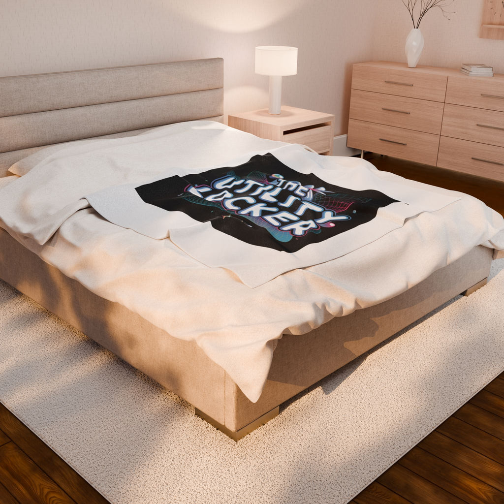 Cyber Holo "The Utility Locker" Plush Blanket | Y2K cyber nostalgia, retro tech print