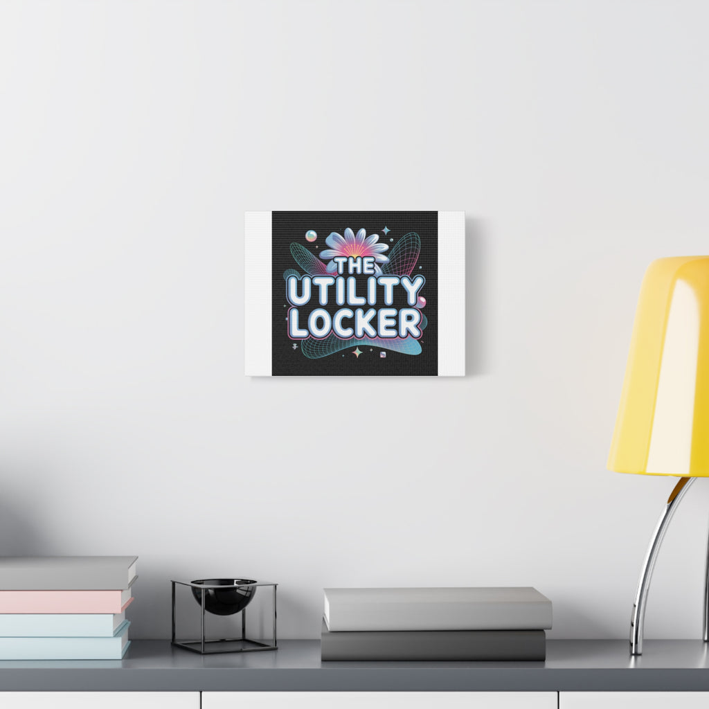 Y2K Cyber Holo 'The Utility Locker' Canvas | Retro Tech Print, Chrome Text