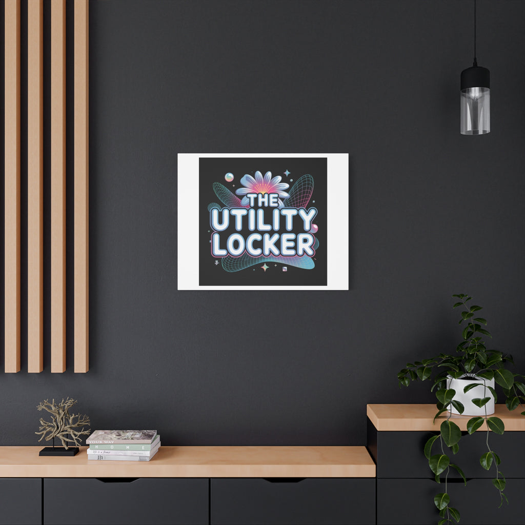 Y2K Cyber Holo 'The Utility Locker' Canvas | Retro Tech Print, Chrome Text