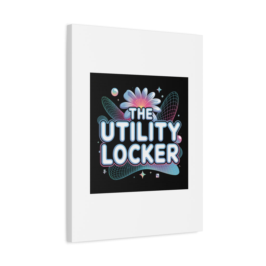 Y2K Cyber Holo 'The Utility Locker' Canvas | Retro Tech Print, Chrome Text