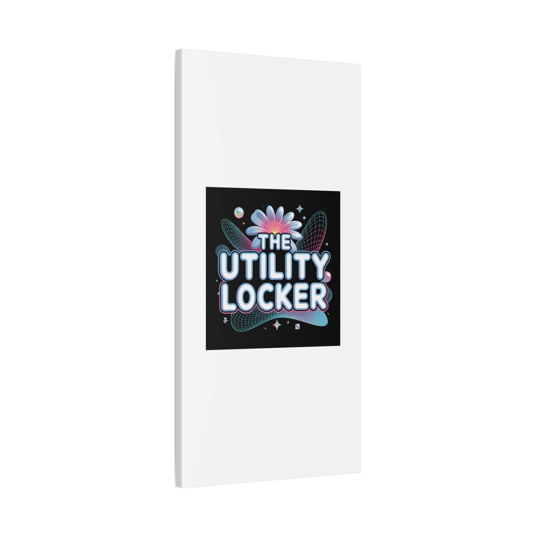 Y2K Cyber Holo 'The Utility Locker' Canvas | Retro Tech Print, Chrome Text
