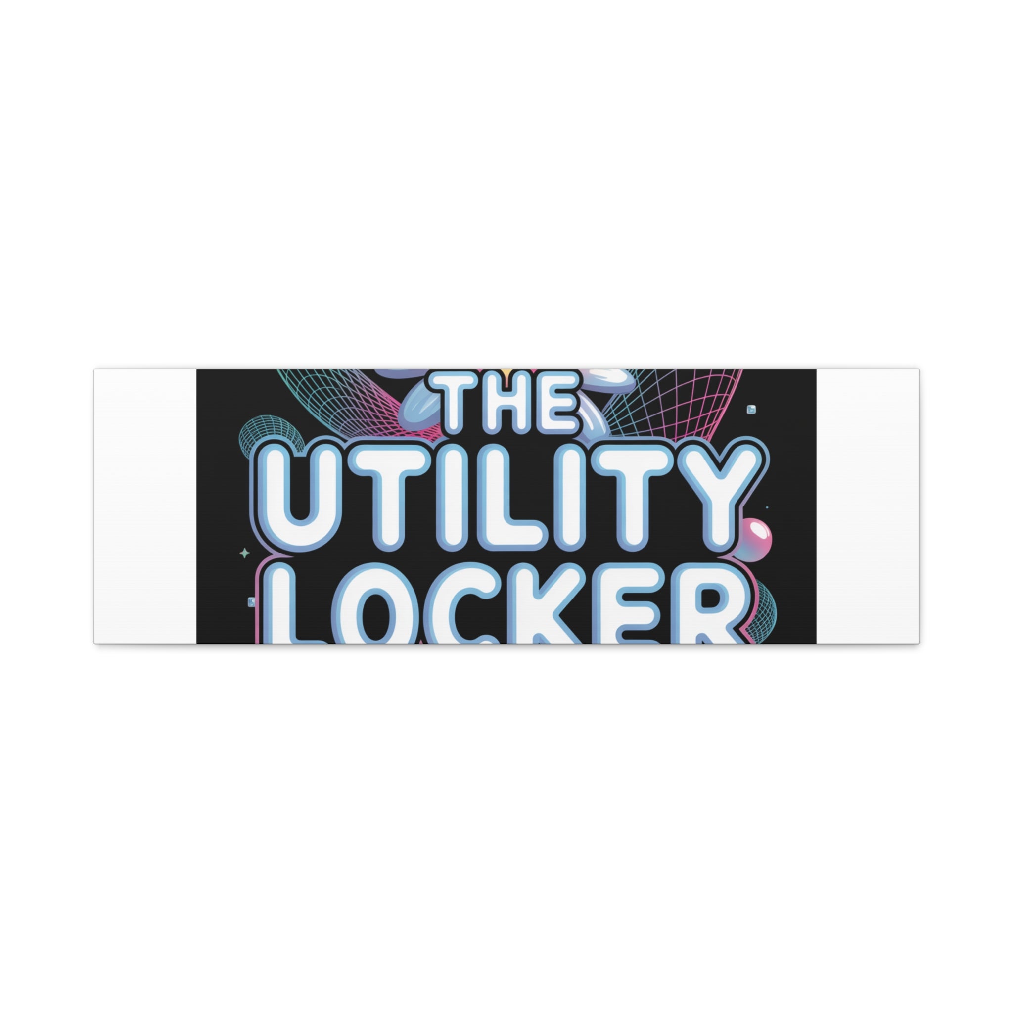 Y2K Cyber Holo 'The Utility Locker' Canvas | Retro Tech Print, Chrome Text