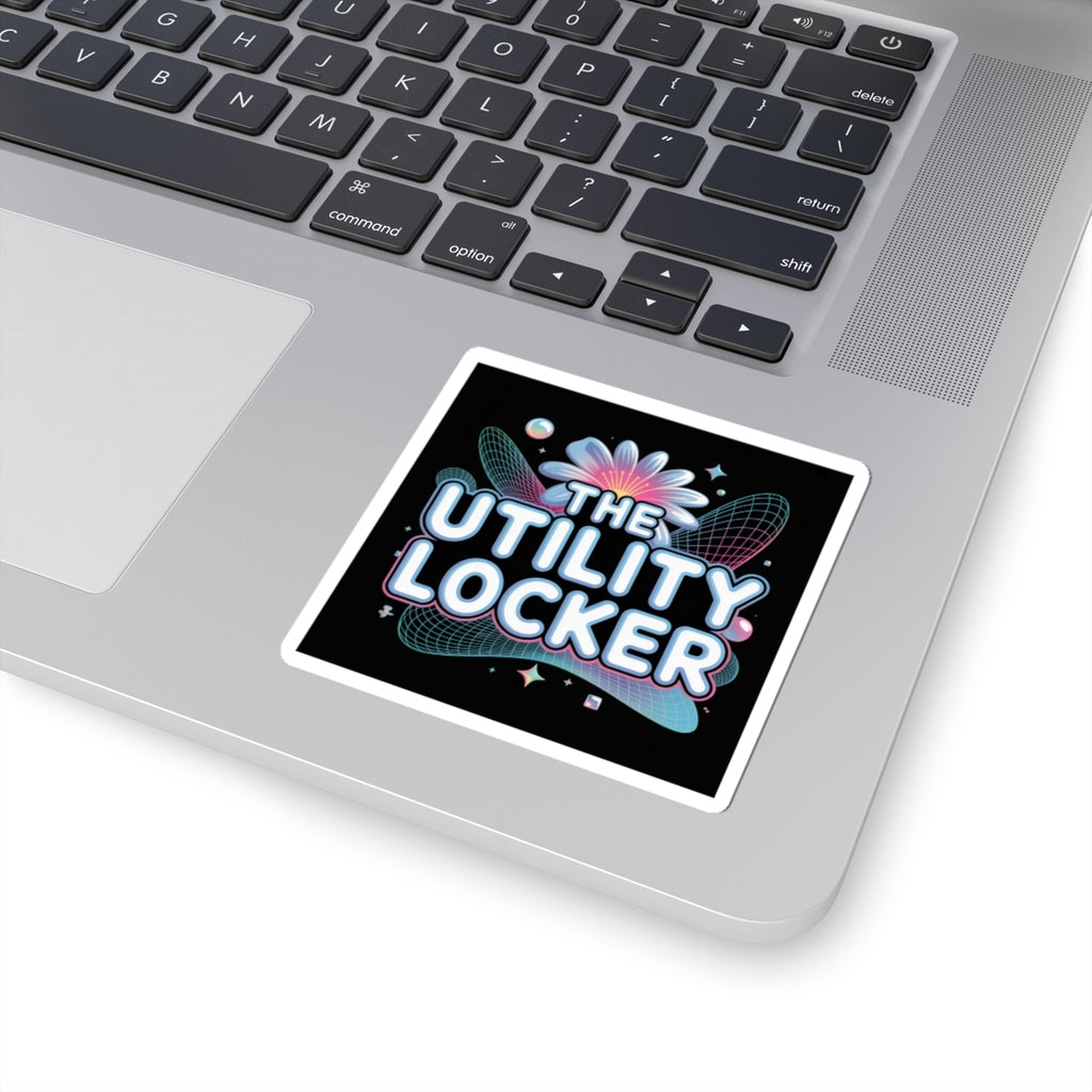 Y2K Cyber Holo Logo Kiss-Cut Stickers | Retro Tech Chrome Text
