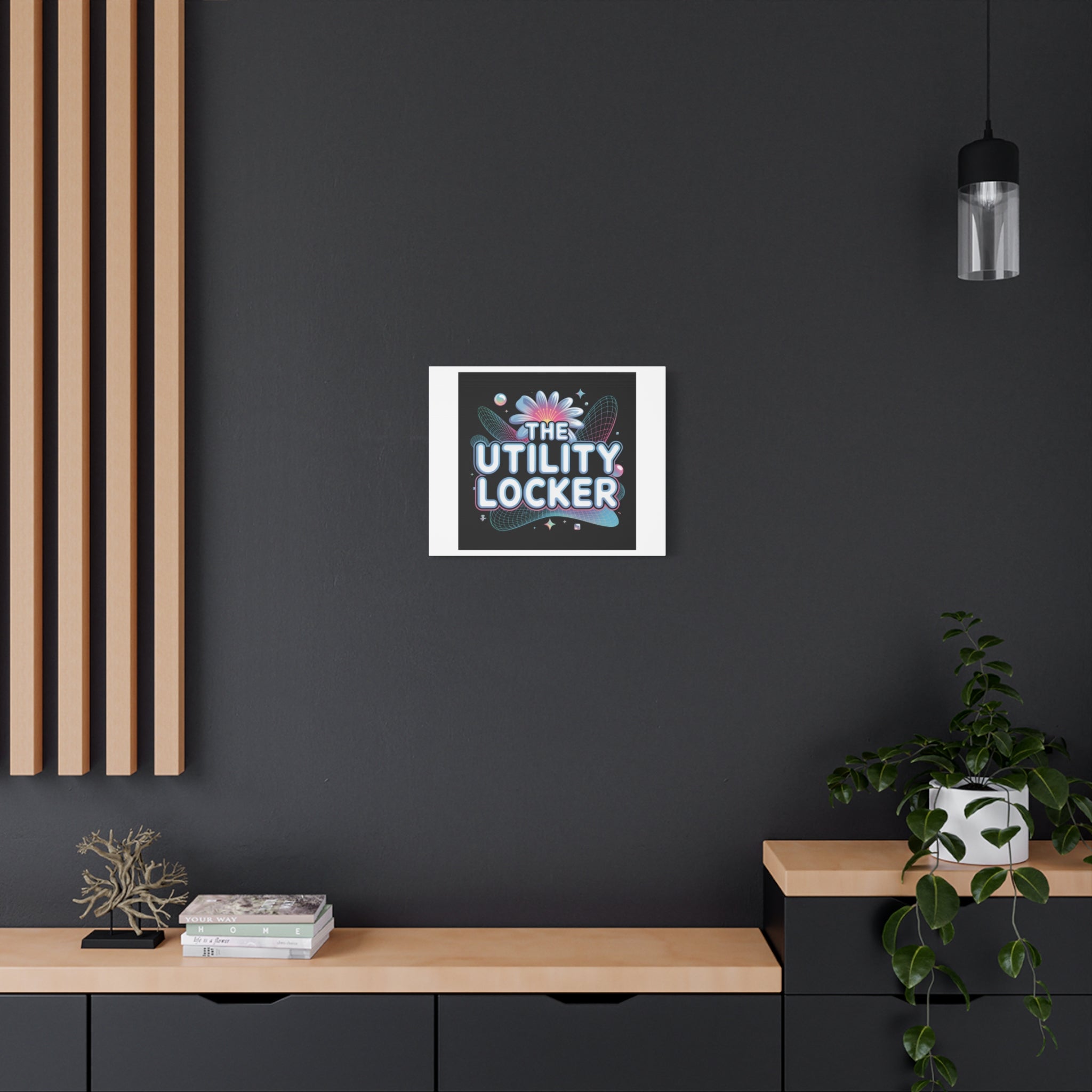 Y2K Cyber Holo 'The Utility Locker' Canvas | Retro Tech Print, Chrome Text