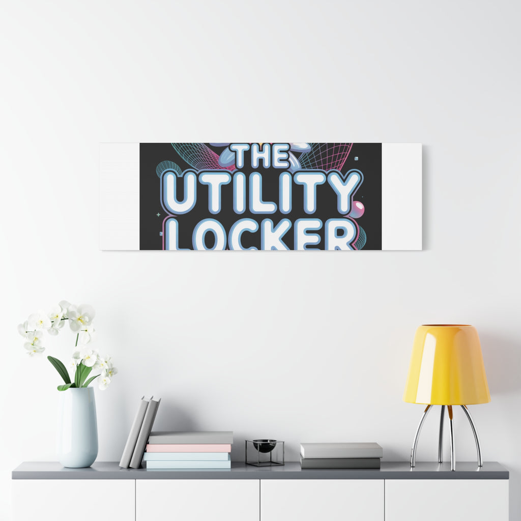 Y2K Cyber Holo 'The Utility Locker' Canvas | Retro Tech Print, Chrome Text