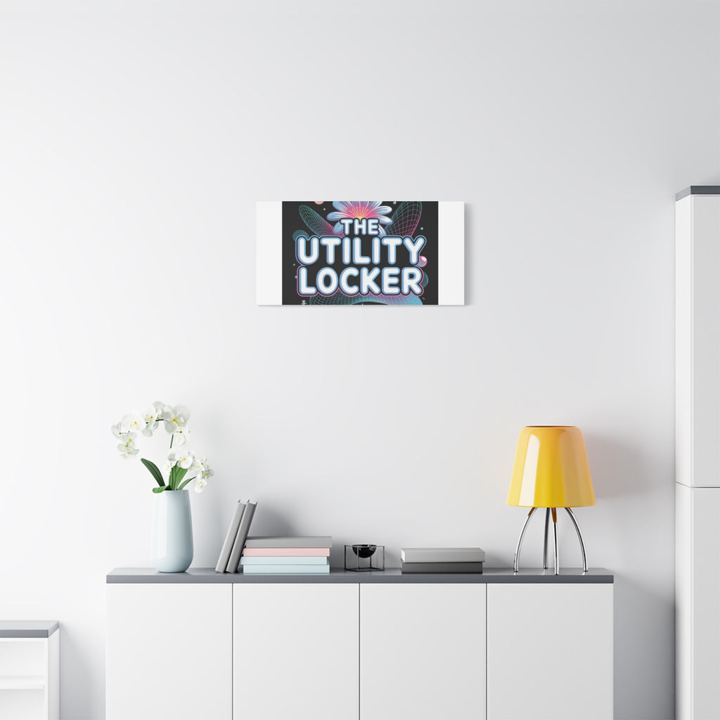 Y2K Cyber Holo 'The Utility Locker' Canvas | Retro Tech Print, Chrome Text