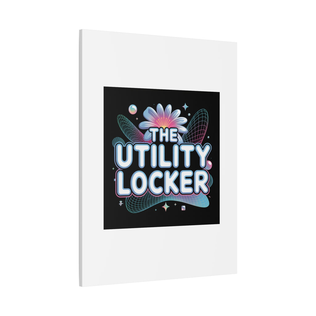 Y2K Cyber Holo 'The Utility Locker' Canvas | Retro Tech Print, Chrome Text