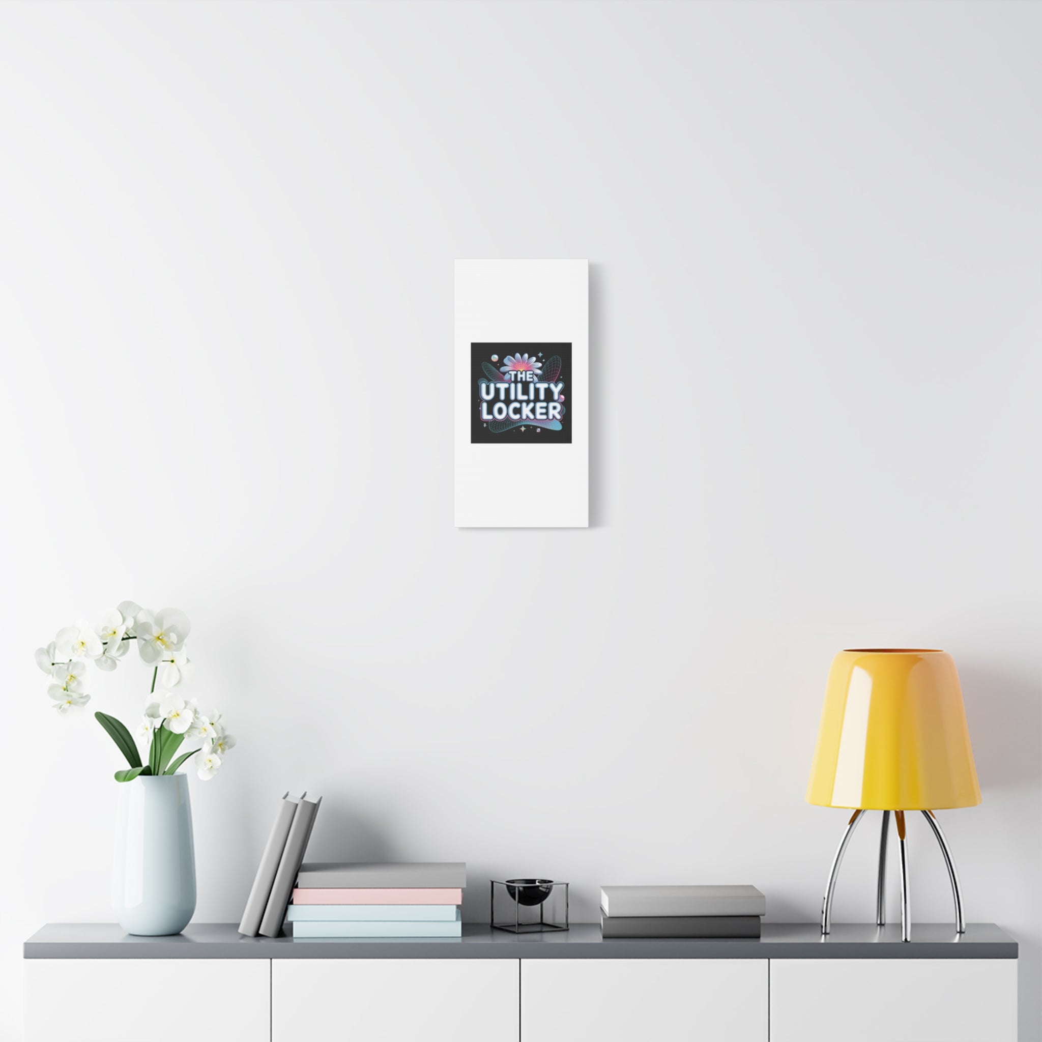 Y2K Cyber Holo 'The Utility Locker' Canvas | Retro Tech Print, Chrome Text