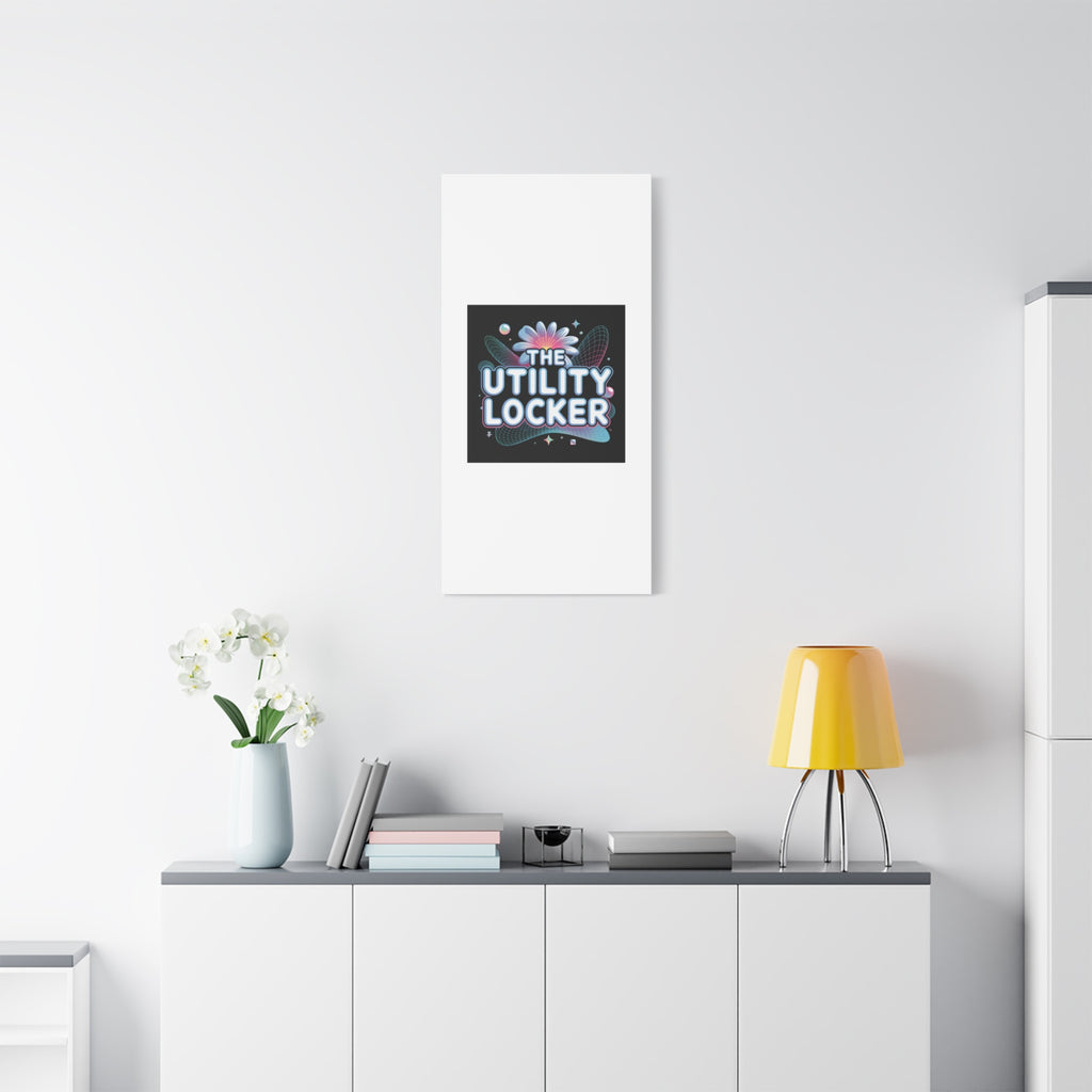 Y2K Cyber Holo 'The Utility Locker' Canvas | Retro Tech Print, Chrome Text