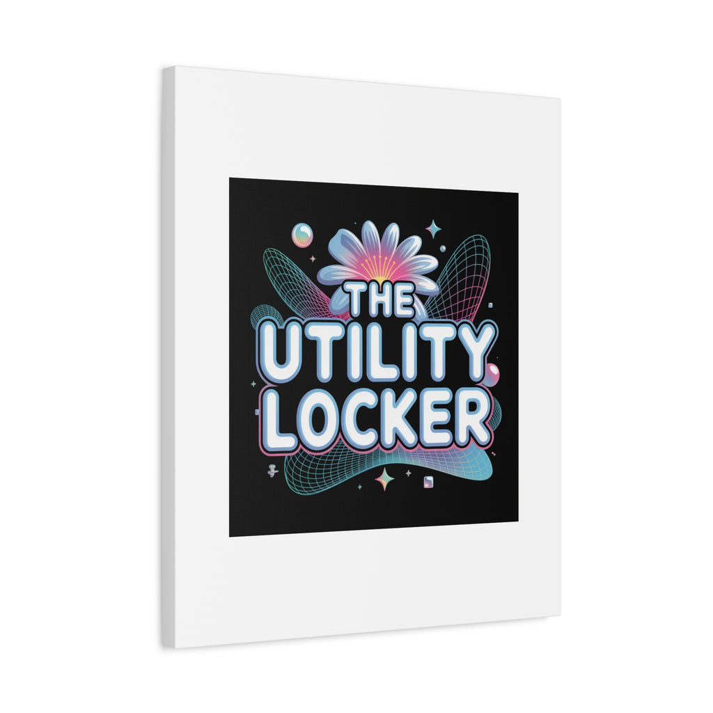 Y2K Cyber Holo 'The Utility Locker' Canvas | Retro Tech Print, Chrome Text
