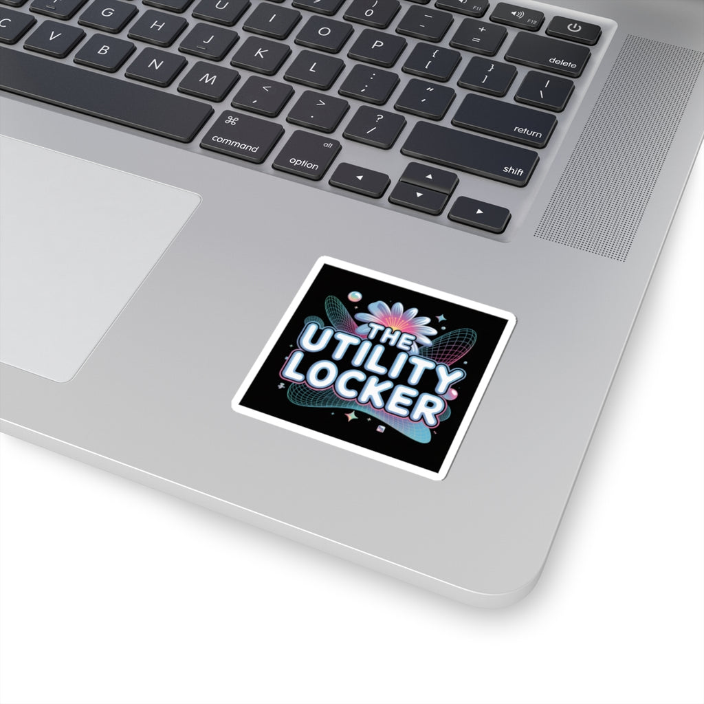 Y2K Cyber Holo Logo Kiss-Cut Stickers | Retro Tech Chrome Text