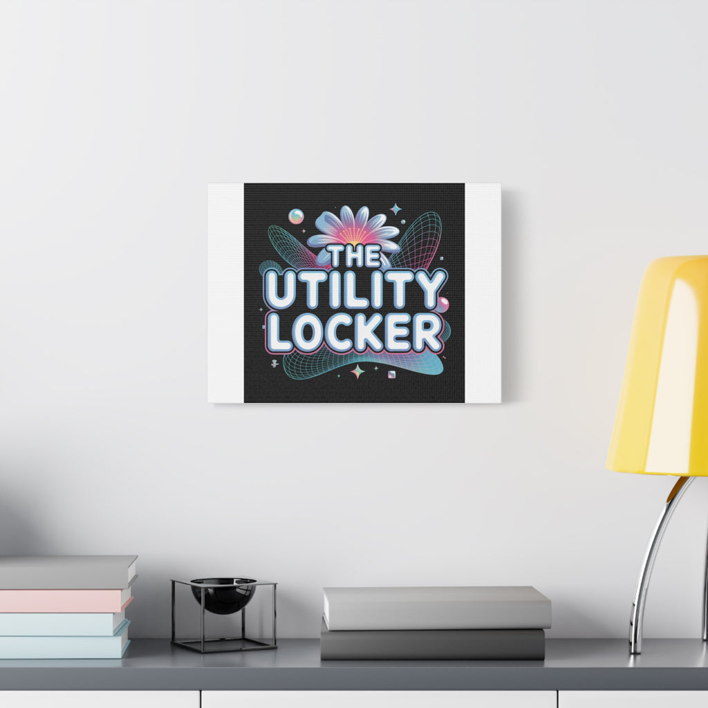 Y2K Cyber Holo 'The Utility Locker' Canvas | Retro Tech Print, Chrome Text