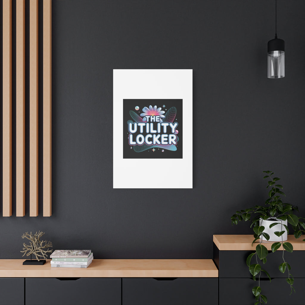 Y2K Cyber Holo 'The Utility Locker' Canvas | Retro Tech Print, Chrome Text