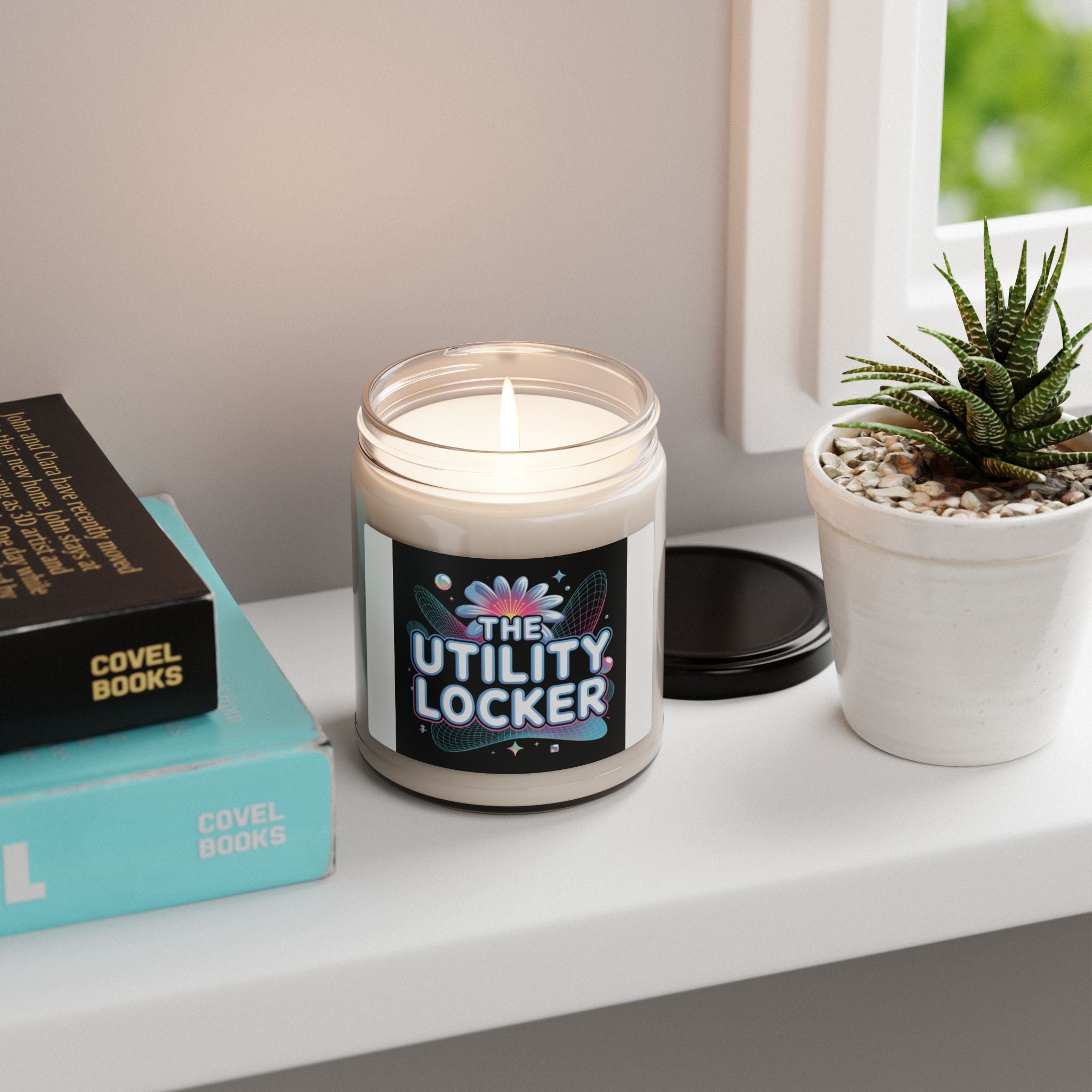 Cyber Holo 'The Utility Locker' Candle, Y2K Cyber Nostalgia, Chrome Text