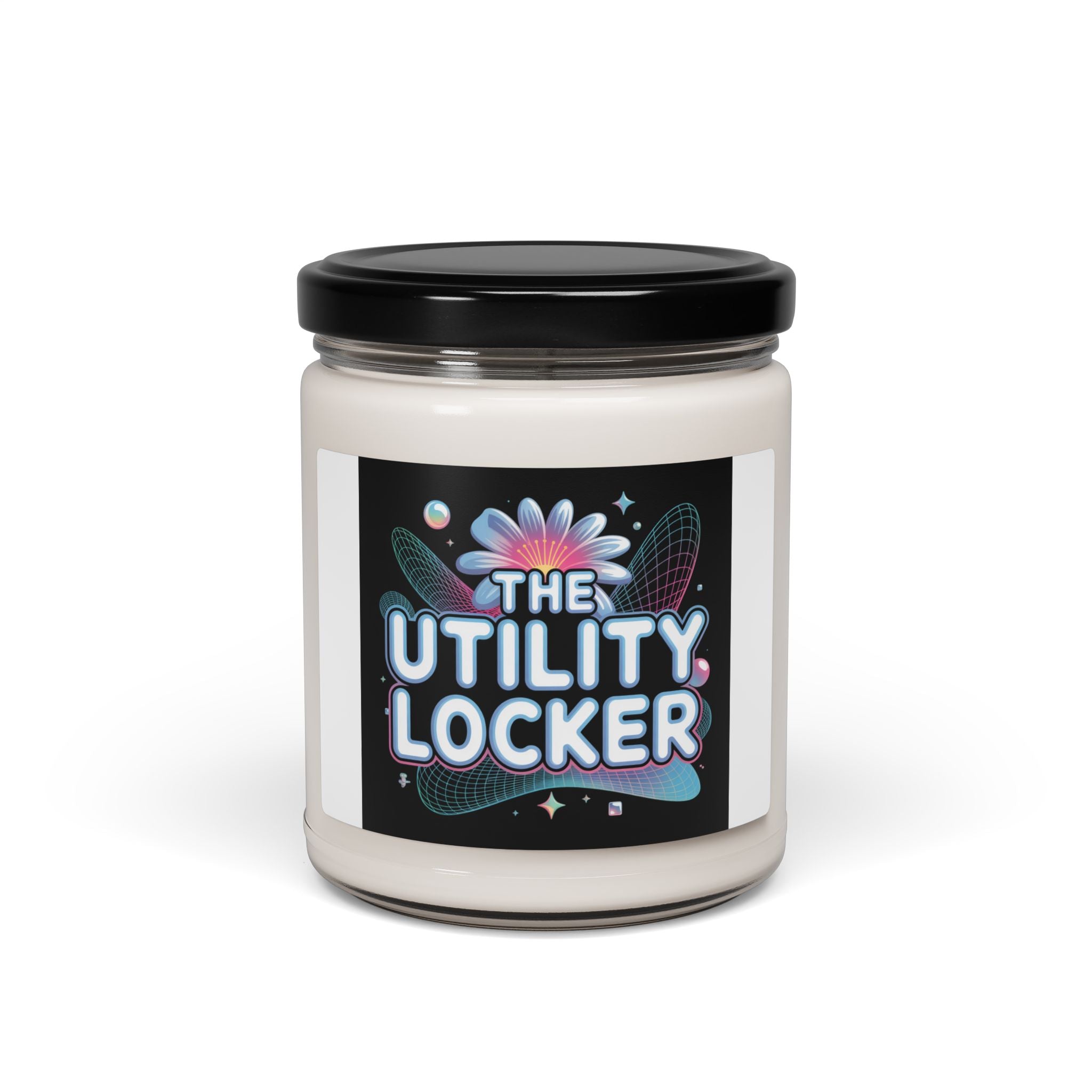 Cyber Holo 'The Utility Locker' Candle, Y2K Cyber Nostalgia, Chrome Text
