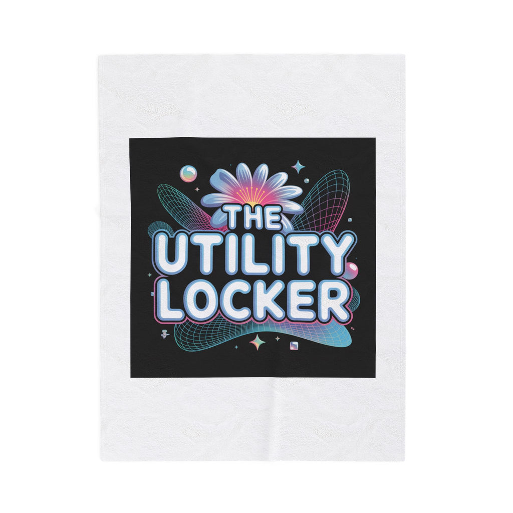 Cyber Holo "The Utility Locker" Plush Blanket | Y2K cyber nostalgia, retro tech print
