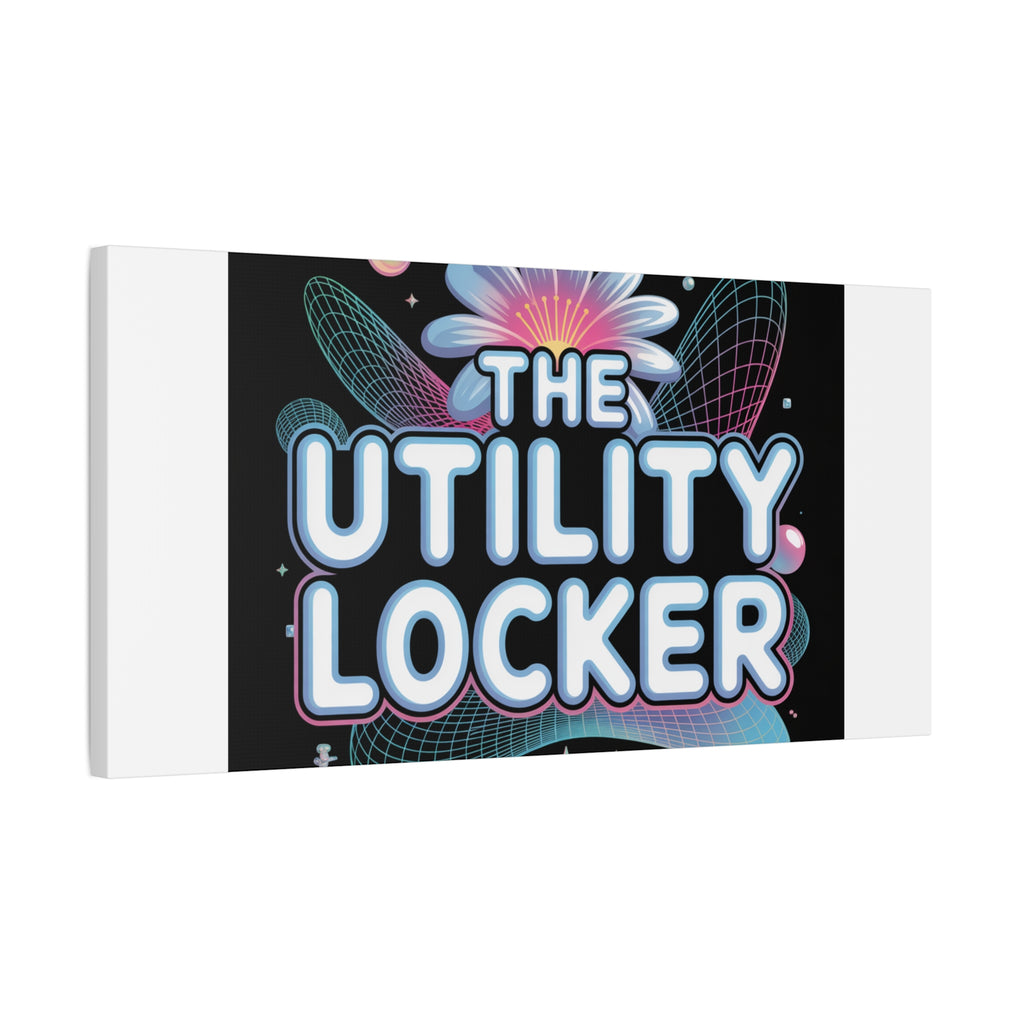 Y2K Cyber Holo 'The Utility Locker' Canvas | Retro Tech Print, Chrome Text