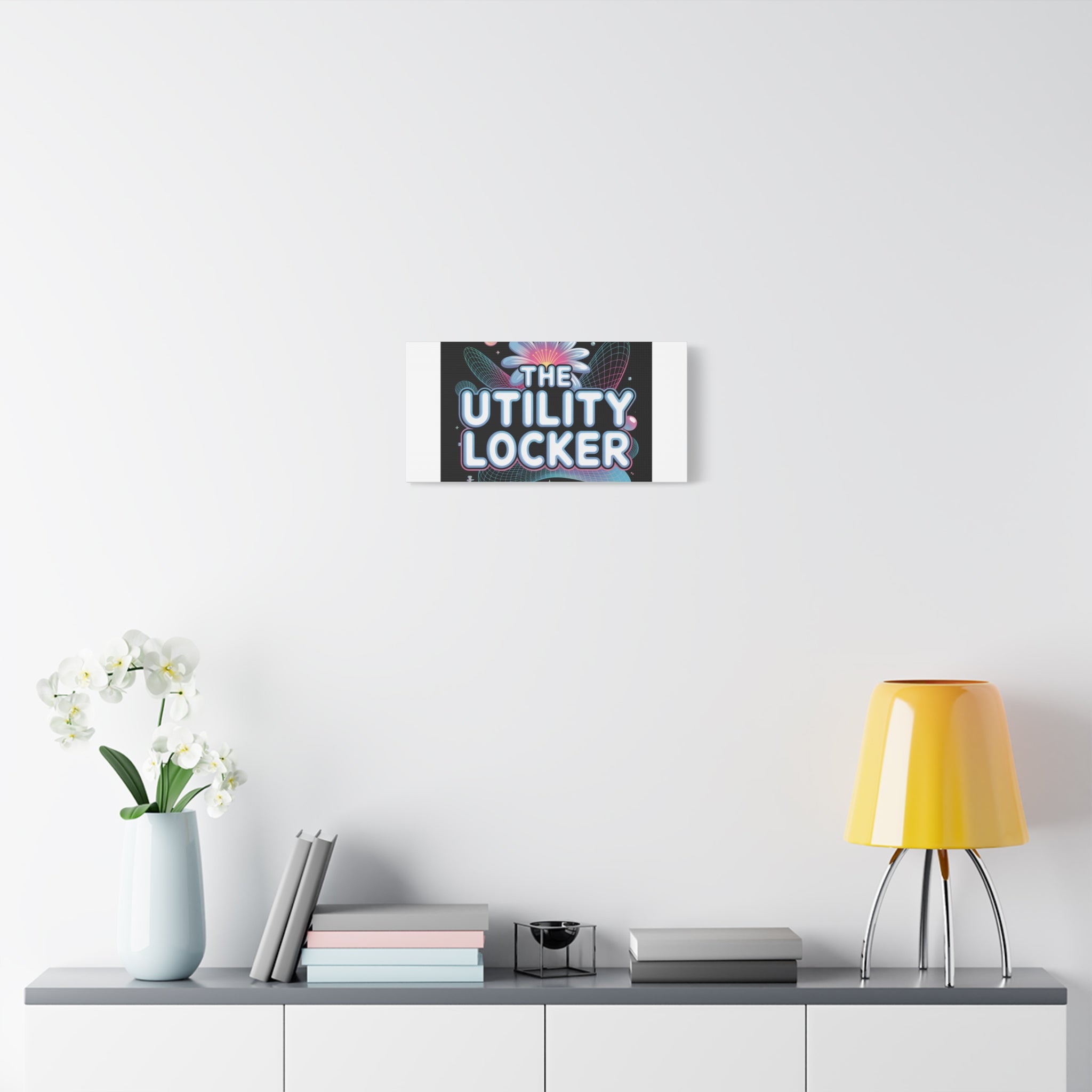 Y2K Cyber Holo 'The Utility Locker' Canvas | Retro Tech Print, Chrome Text
