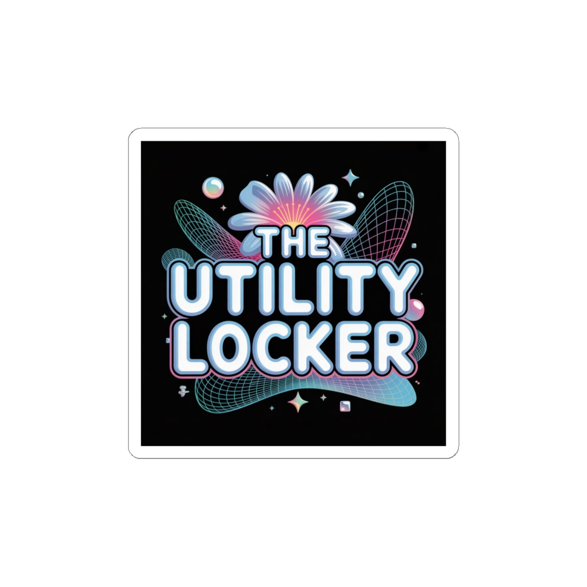 Y2K Cyber Holo Logo Kiss-Cut Stickers | Retro Tech Chrome Text