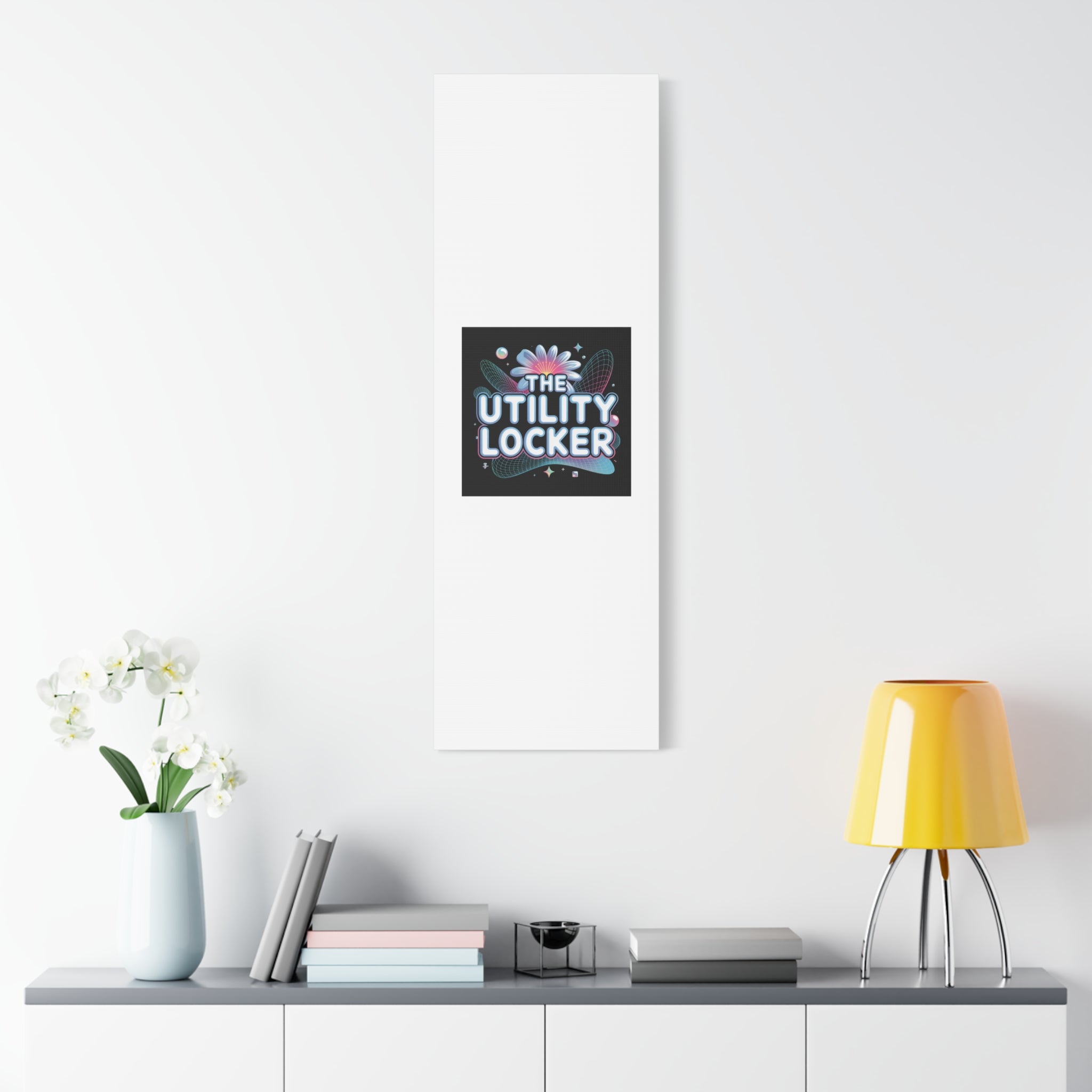 Y2K Cyber Holo 'The Utility Locker' Canvas | Retro Tech Print, Chrome Text