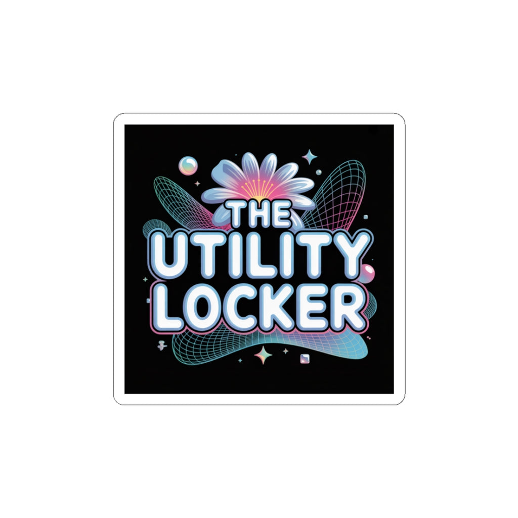 Y2K Cyber Holo Logo Kiss-Cut Stickers | Retro Tech Chrome Text