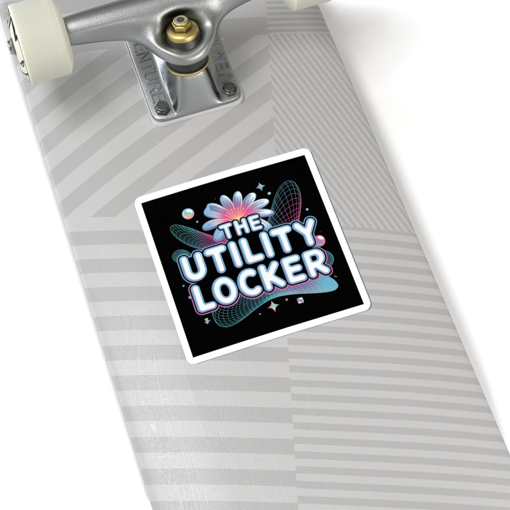 Y2K Cyber Holo Logo Kiss-Cut Stickers | Retro Tech Chrome Text