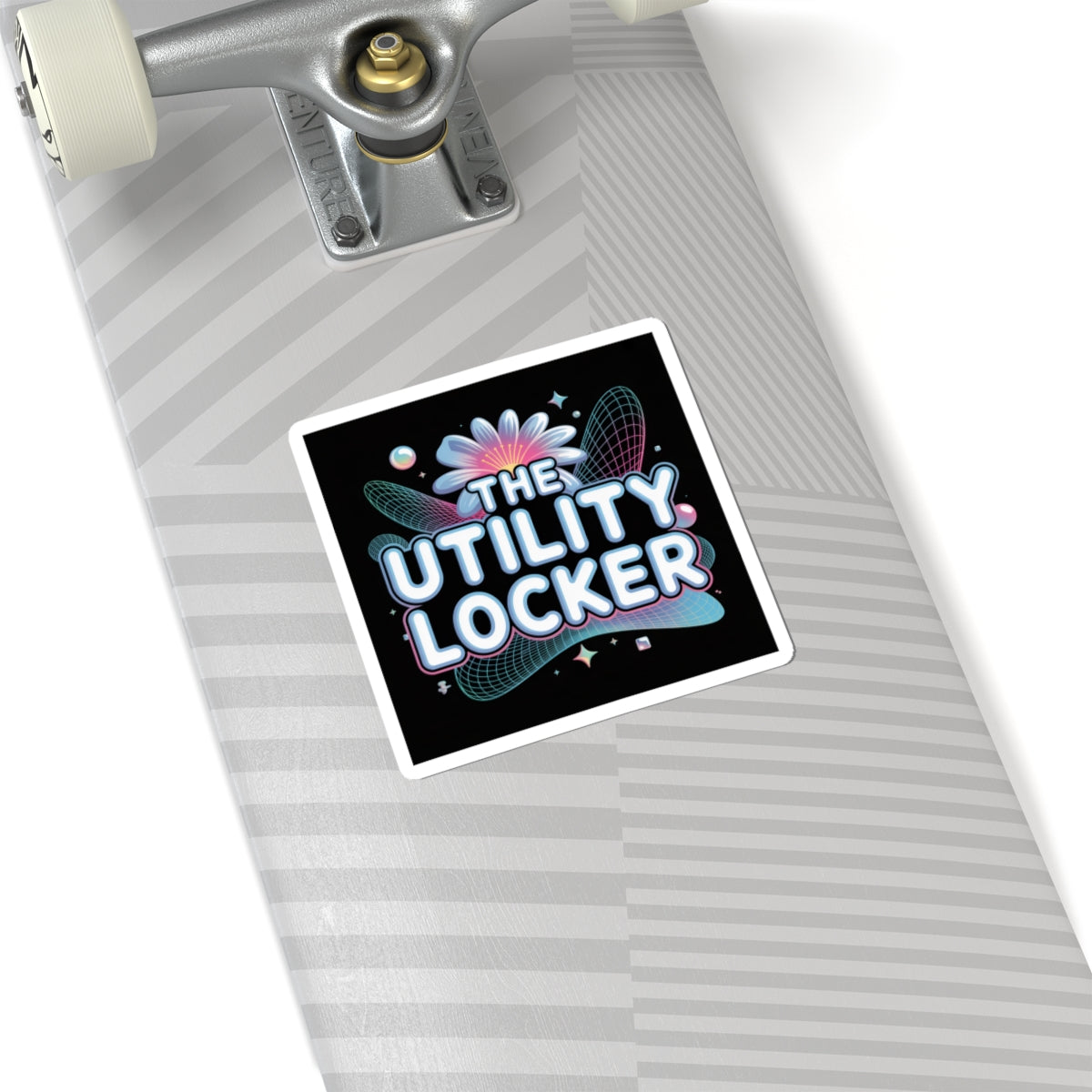 Y2K Cyber Holo Logo Kiss-Cut Stickers | Retro Tech Chrome Text