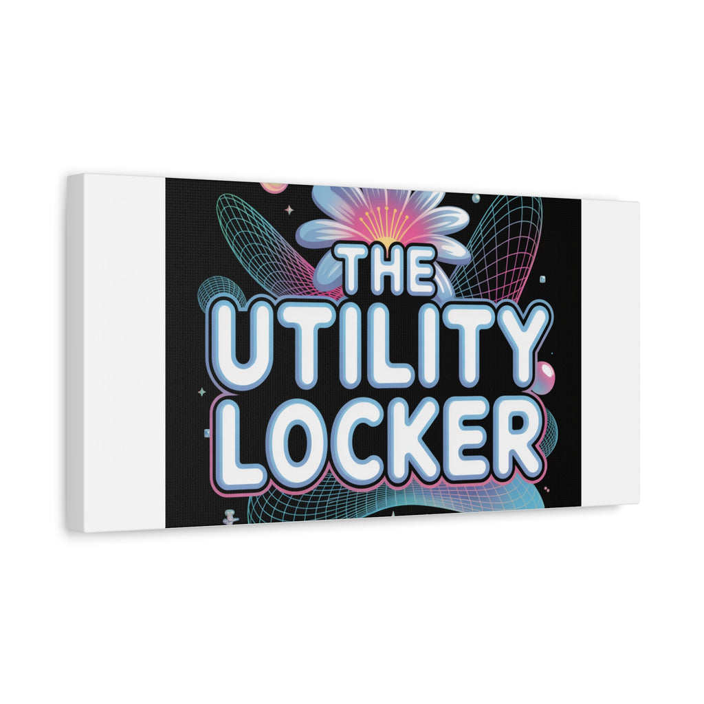 Y2K Cyber Holo 'The Utility Locker' Canvas | Retro Tech Print, Chrome Text
