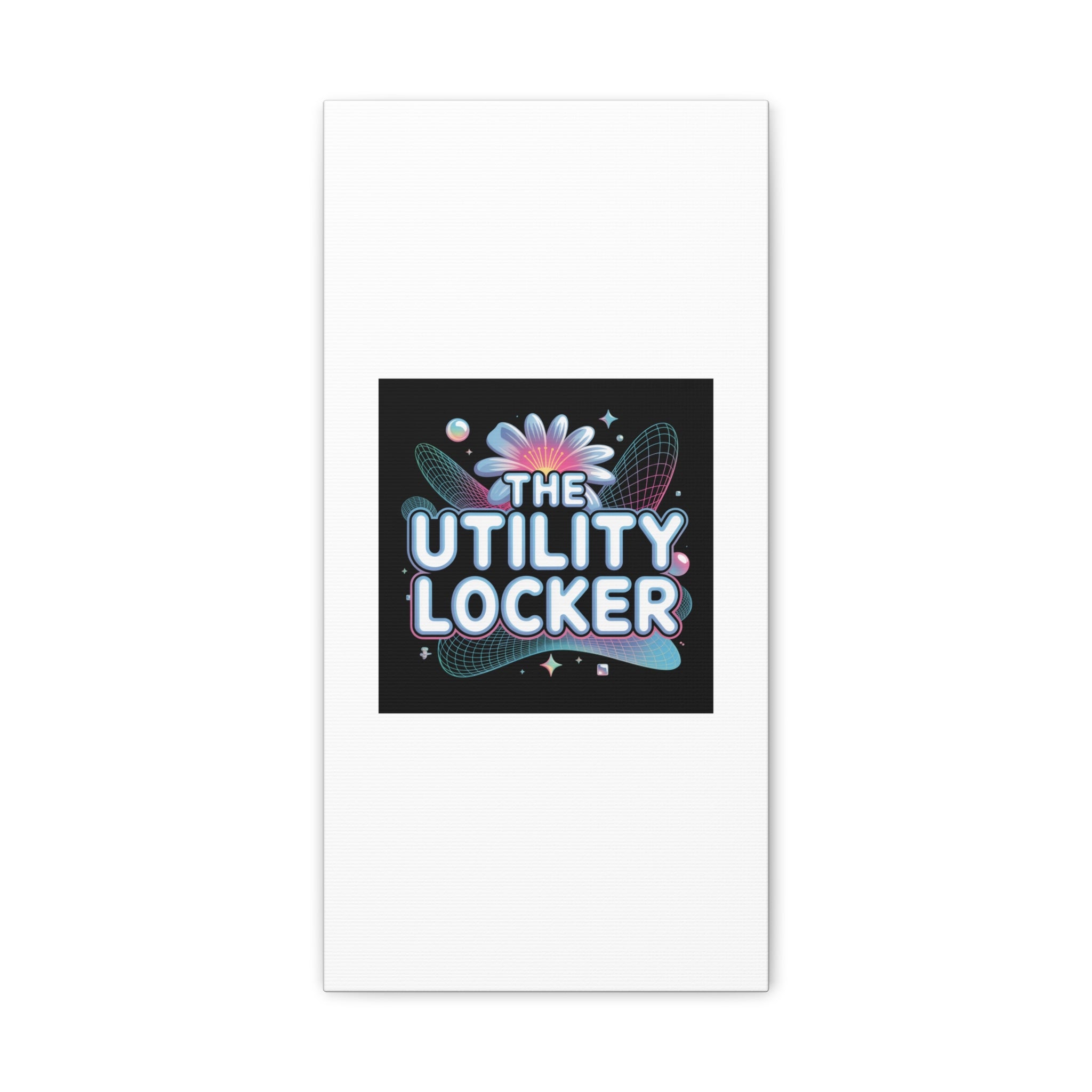 Y2K Cyber Holo 'The Utility Locker' Canvas | Retro Tech Print, Chrome Text
