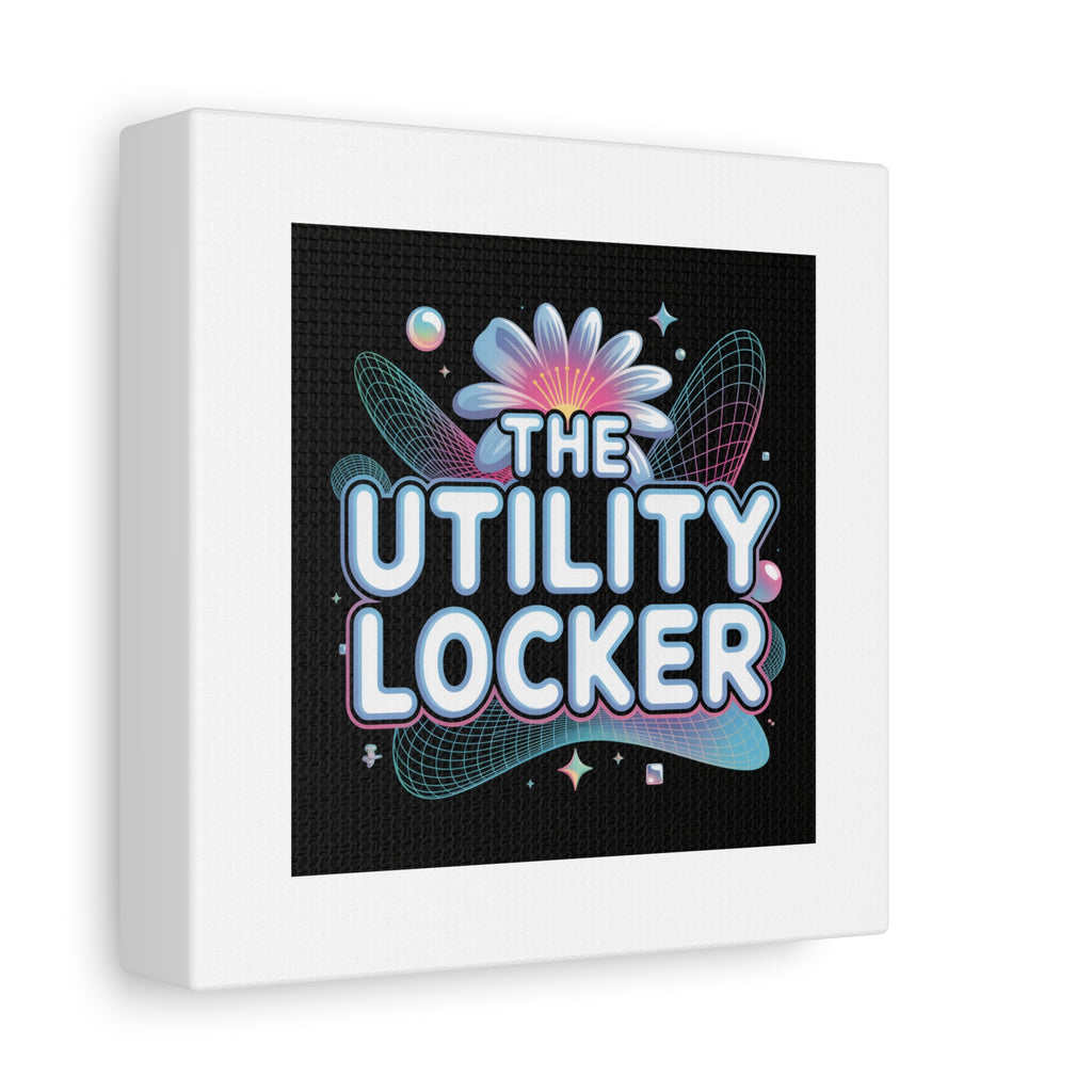 Y2K Cyber Holo 'The Utility Locker' Canvas | Retro Tech Print, Chrome Text