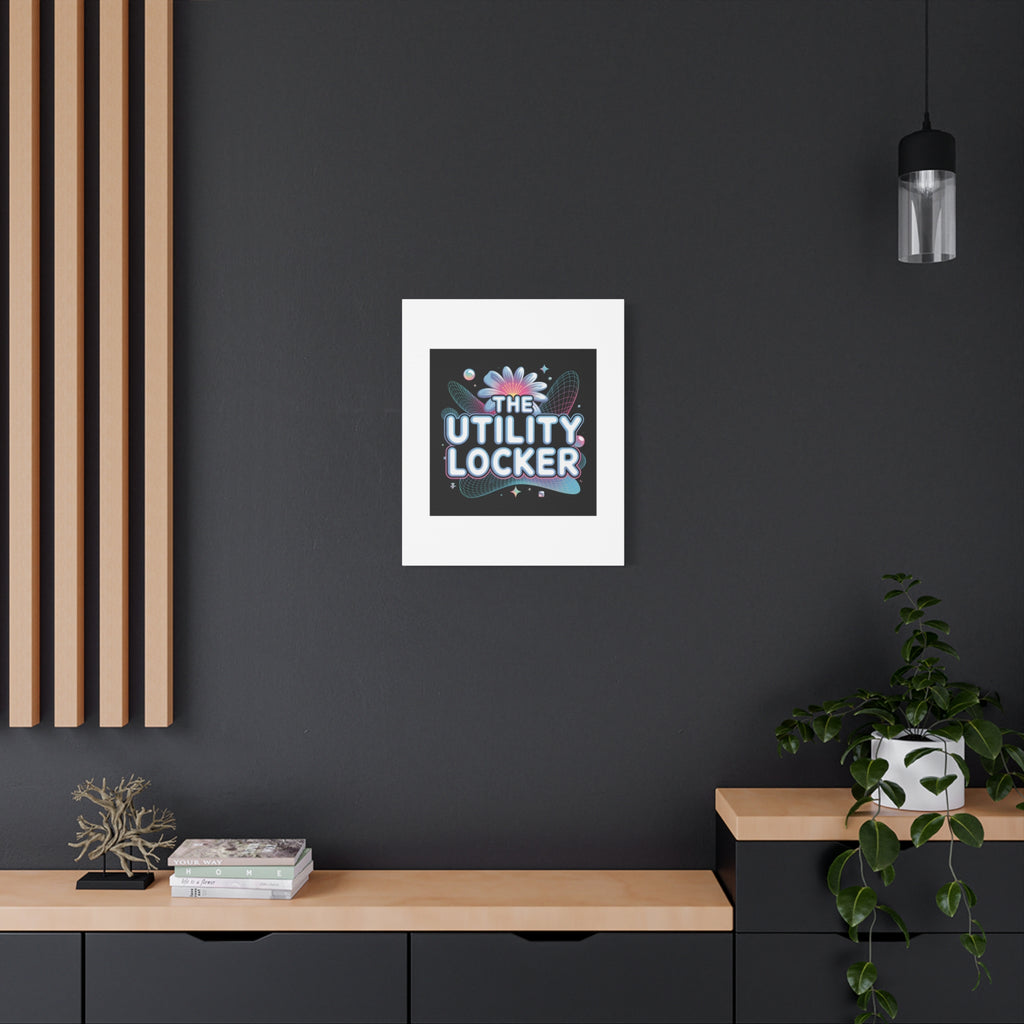 Y2K Cyber Holo 'The Utility Locker' Canvas | Retro Tech Print, Chrome Text