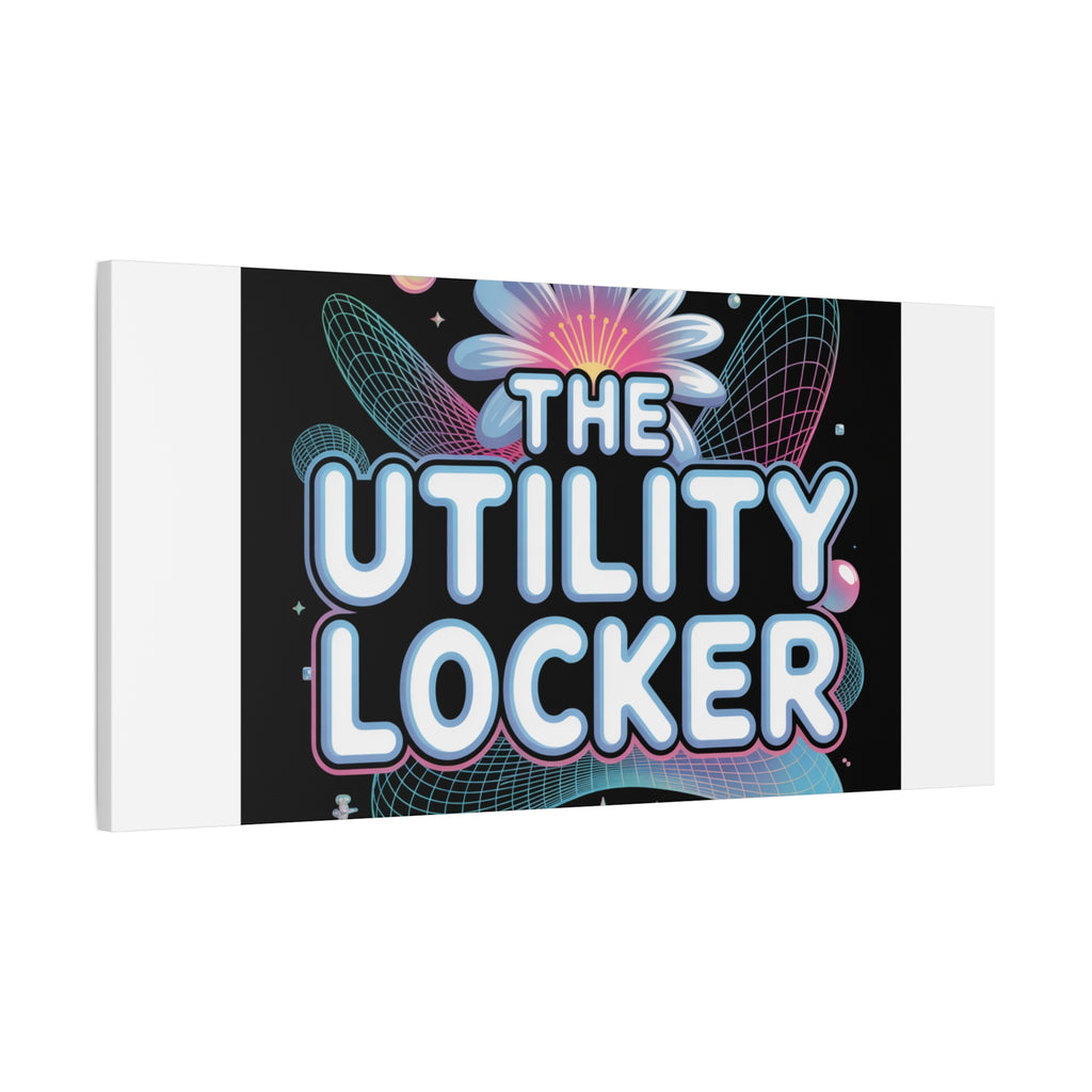 Y2K Cyber Holo 'The Utility Locker' Canvas | Retro Tech Print, Chrome Text