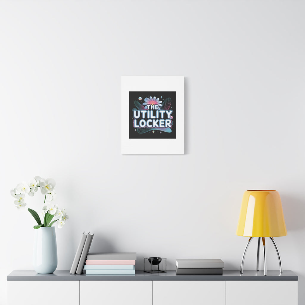 Y2K Cyber Holo 'The Utility Locker' Canvas | Retro Tech Print, Chrome Text