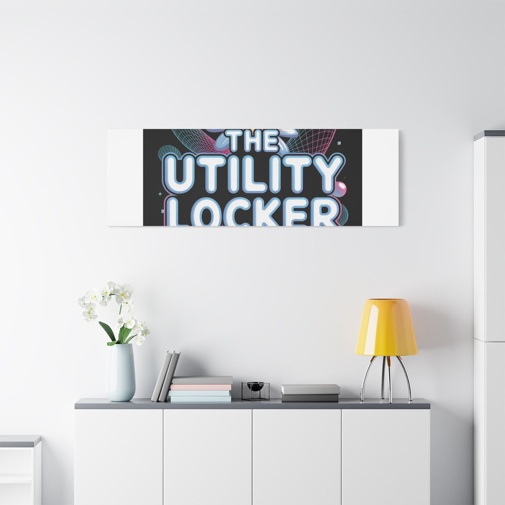 Y2K Cyber Holo 'The Utility Locker' Canvas | Retro Tech Print, Chrome Text