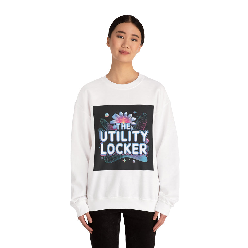 Cyber Holo 'Utility Locker' Sweatshirt | Y2K cyber nostalgia, chrome text