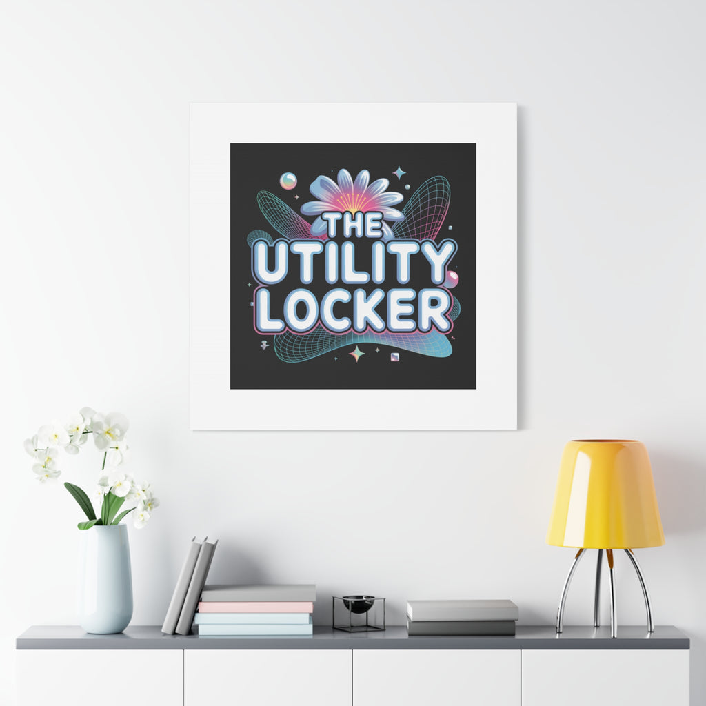 Y2K Cyber Holo 'The Utility Locker' Canvas | Retro Tech Print, Chrome Text