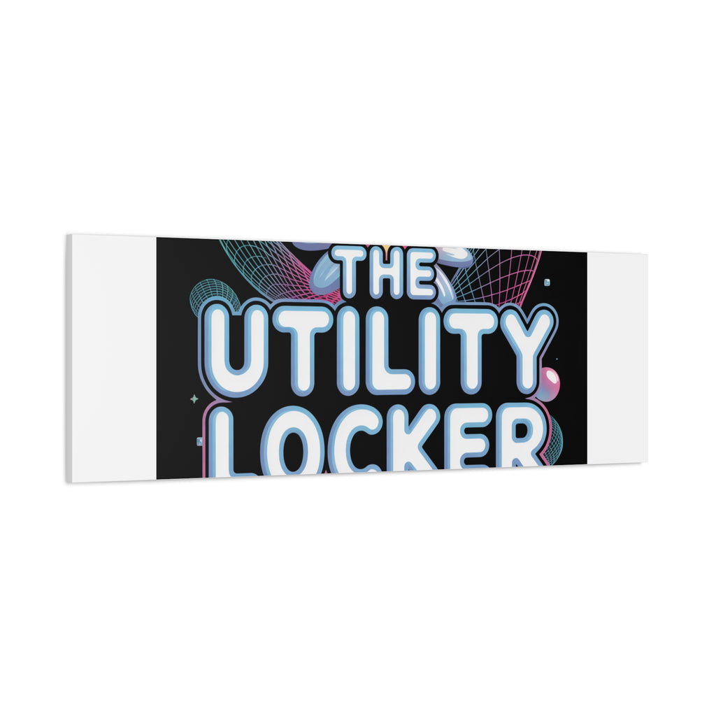 Y2K Cyber Holo 'The Utility Locker' Canvas | Retro Tech Print, Chrome Text