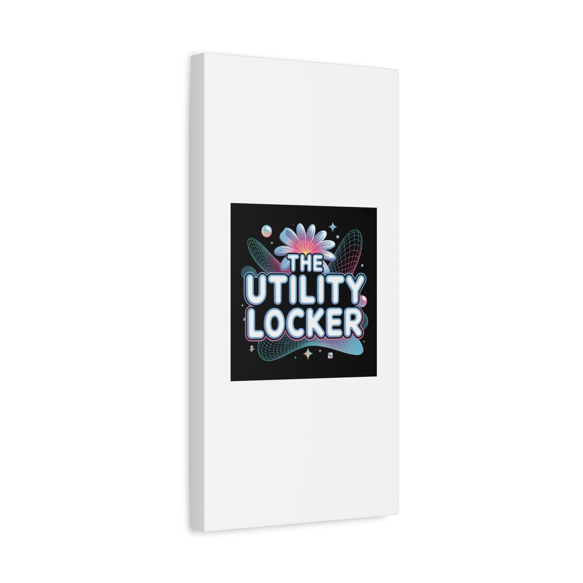 Y2K Cyber Holo 'The Utility Locker' Canvas | Retro Tech Print, Chrome Text