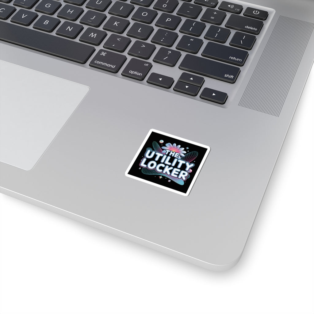 Y2K Cyber Holo Logo Kiss-Cut Stickers | Retro Tech Chrome Text