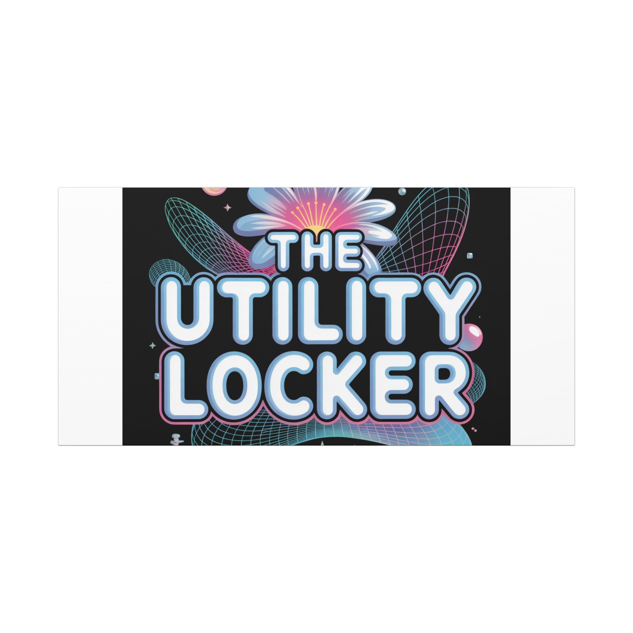 Y2K Cyber Holo 'The Utility Locker' Canvas | Retro Tech Print, Chrome Text