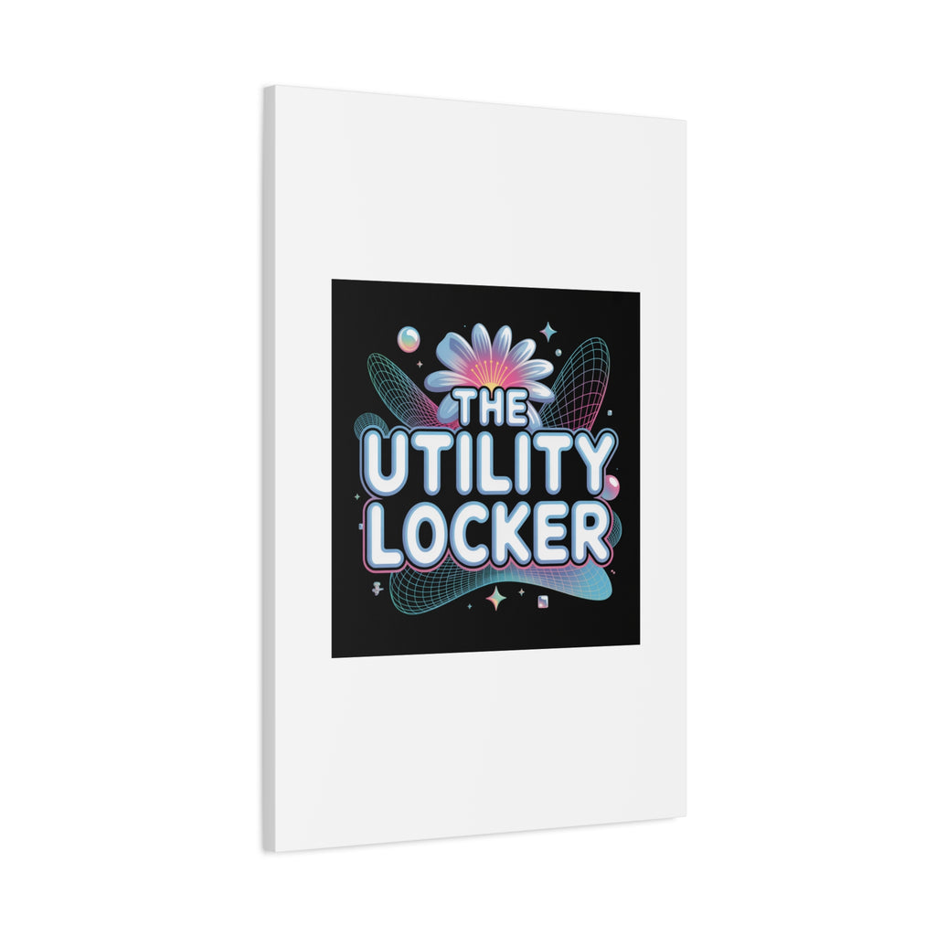 Y2K Cyber Holo 'The Utility Locker' Canvas | Retro Tech Print, Chrome Text