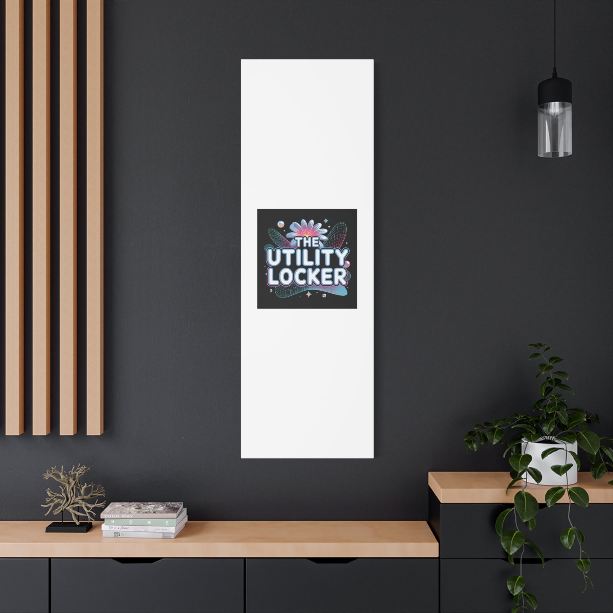 Y2K Cyber Holo 'The Utility Locker' Canvas | Retro Tech Print, Chrome Text