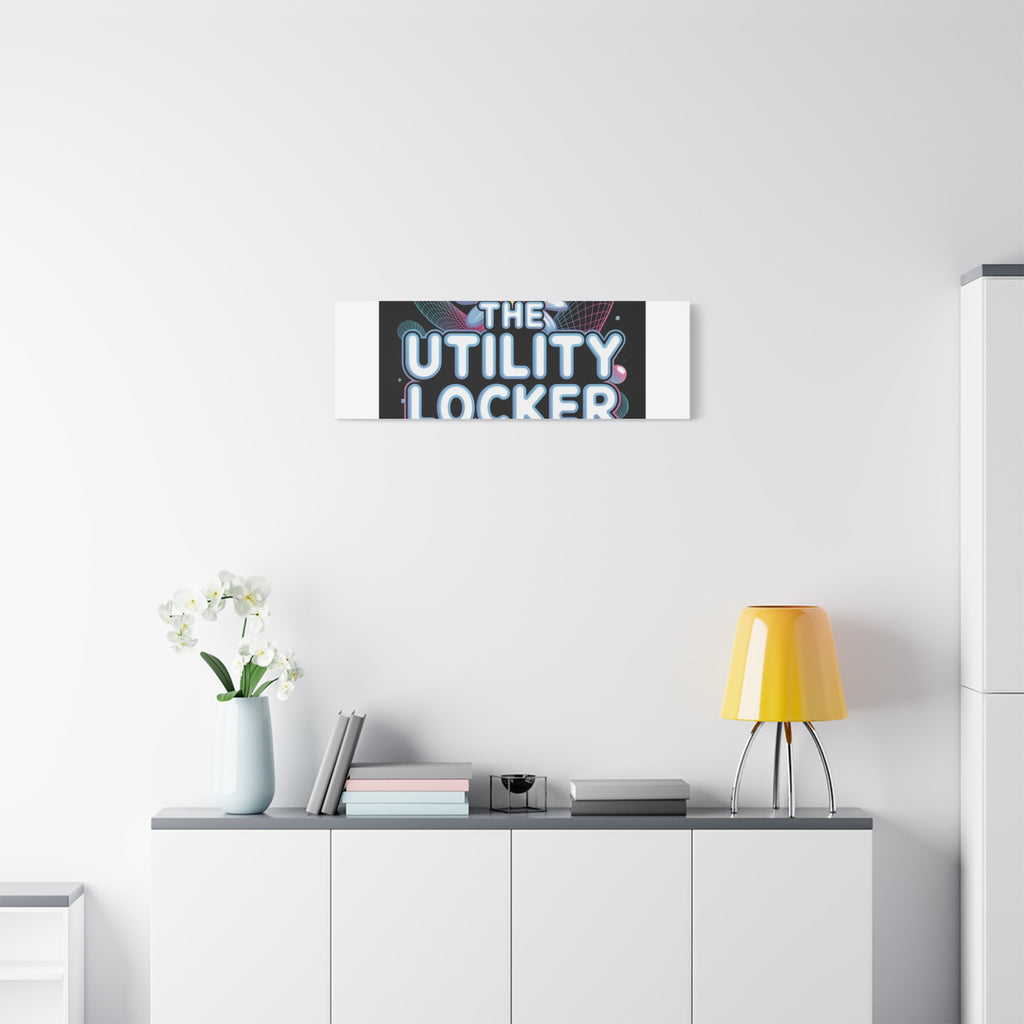 Y2K Cyber Holo 'The Utility Locker' Canvas | Retro Tech Print, Chrome Text