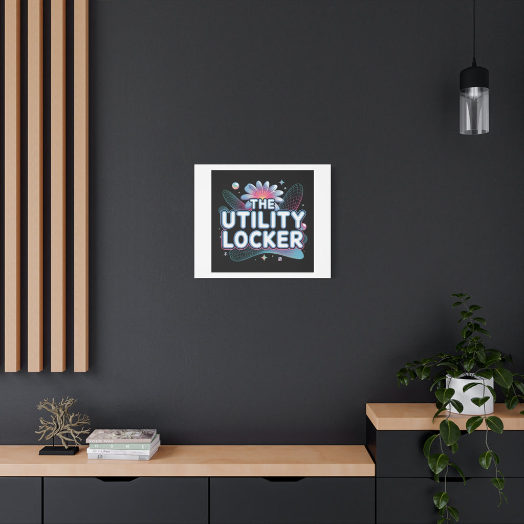 Y2K Cyber Holo 'The Utility Locker' Canvas | Retro Tech Print, Chrome Text