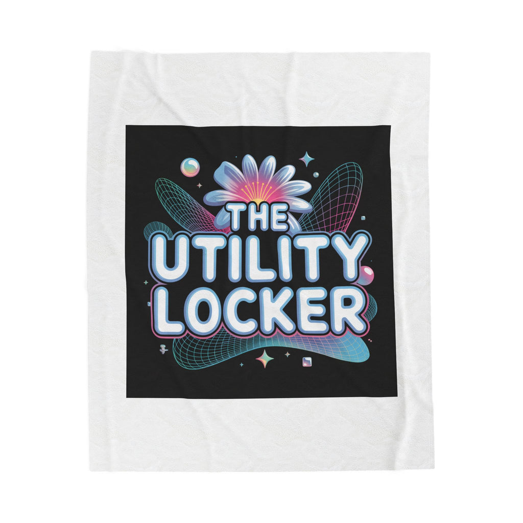 Cyber Holo "The Utility Locker" Plush Blanket | Y2K cyber nostalgia, retro tech print